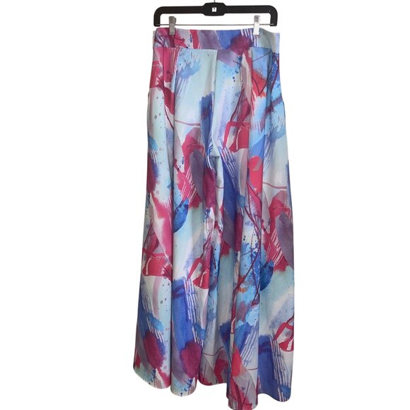 Nylon Apparel Womens Pants Trousers Size Large Multicolor Wide Leg Abstract New - Picture 2 of 12